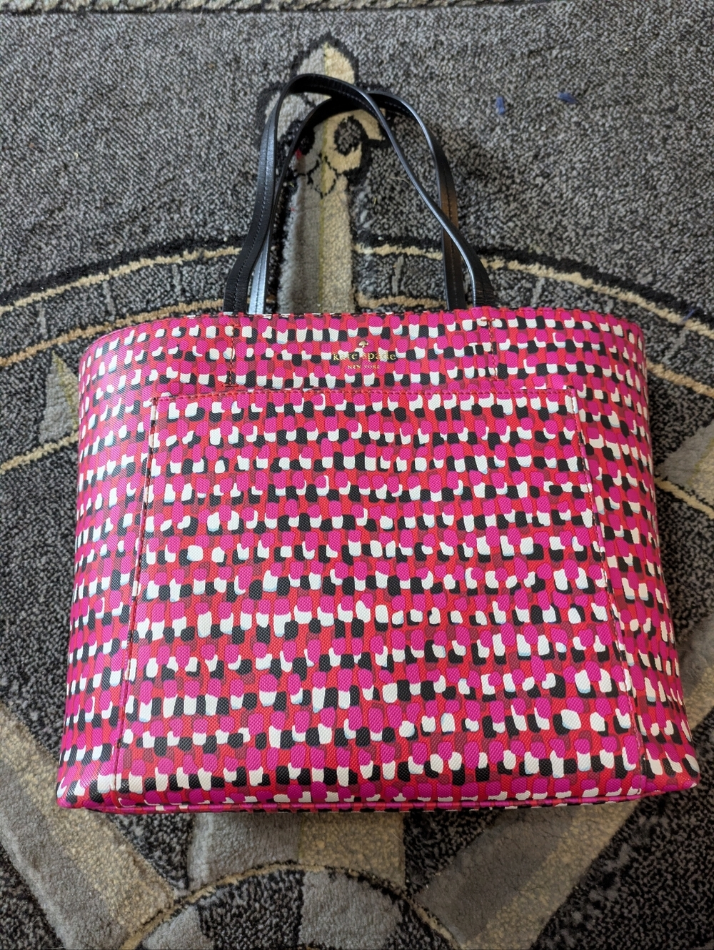 kate spade Pink Black White Patterned Tote Bag